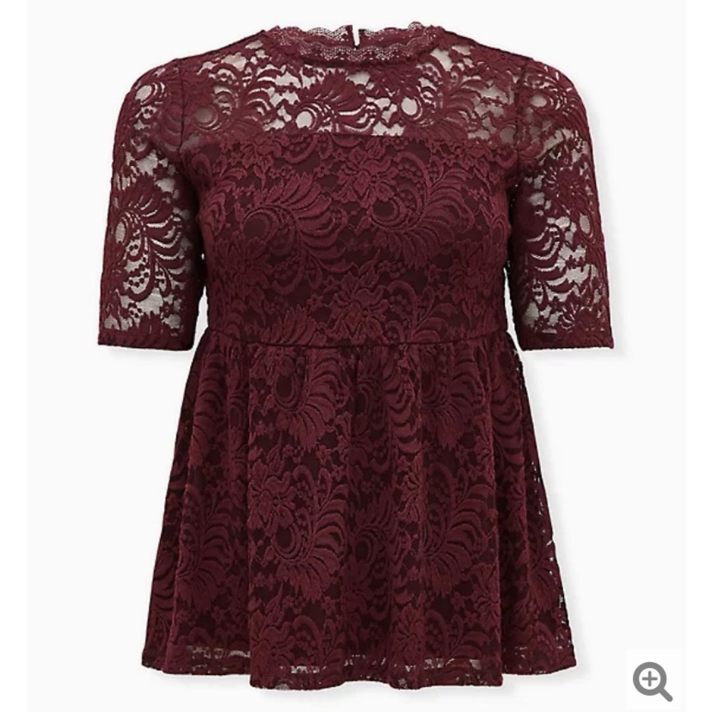 Torrid Burgundy Lace Blouse Size 3